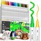 24 Colors Acrylic Paint Markers, Dual Tip Coloring Markers with Dot and Fine Tip for Rock, Fabric, Wood, Glass, Ceramic, Canvas, Vibrant Art Supplies and DIY Crafts Art Supplies